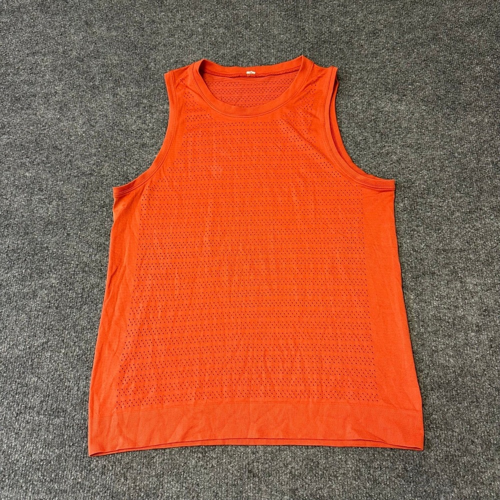 Lululemon Tank Top Womens Size 8 Orange Swiftly Tech Mesh Perforated Fair